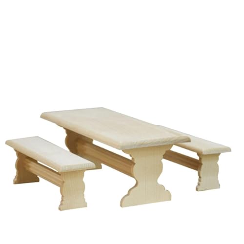 Abaodam 3 Stück Puppenstuben-Tisch und Stuhl-Set Modell für spielzeuge für dekoring handwerkskunst playmobilhaus Decor Zierstuhl Mini-Möbelspielzeug hölzern Beige von Abaodam