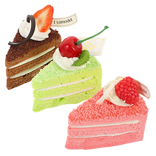 Abaodam 3 Stück Realistische Teiliges Künstliches Dessert Kuchenmodell aus PU Farblich Gemischte Fotorequisiten für Schaufenster Bäckerei Hochzeit und Partydekoration von Abaodam