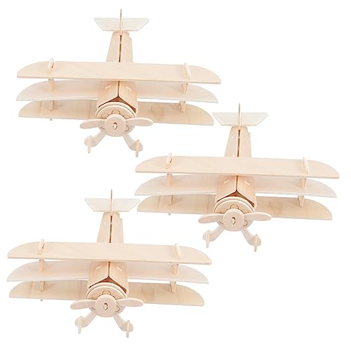 Abaodam 3 Stück Teiliges DIY Flugzeugmodell Set aus Holz zum Bemalen und Zusammenbauen Pädagogisches Puzzle für Kreativität und Feinmotorik Dekoratives Modell für Bastler und Sammler von Abaodam