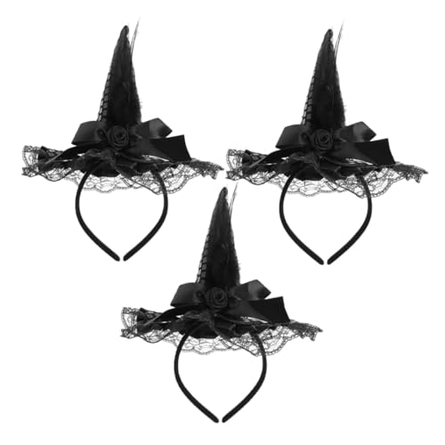 Abaodam 3 Stück Teiliges Halloween Hexenhut Haarreif mit Funkelnden Pailletten und Spitzen Leichter Bequemer Hexenhut Haarreifen für Frauen und Mädchen für Party Cosplay und von Abaodam