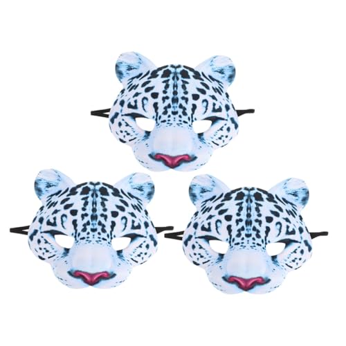 Abaodam 3 Stück Teiliges Leopard Halbgesicht EVA Tiermaske Leicht und Robust für Karneval Halloween Kostüm Partydekoration Tierparty Zubehör von Abaodam