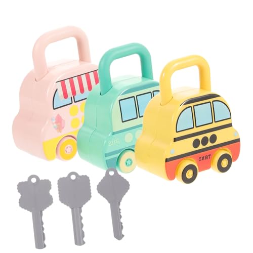 Abaodam 3 Stück Teiliges Lernspielzeug Schloss und Schlüssel für Kognitives Auto mit Sicherem Leicht zu Greifendem Design Feinmotorische für Jahre Pädagogisches Öffnungsspielzeug von Abaodam