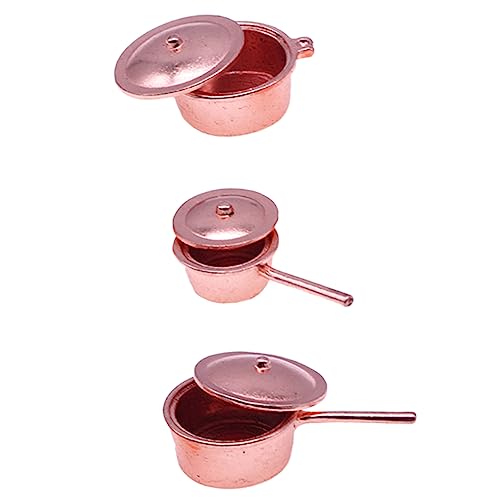 Abaodam 3 Stück Teiliges Mini Kochgeschirr Set Leichte Miniatur Töpfe für Pädagogisches mit Detailgetreuer Verarbeitung Dekorative Puppenhaus Küchenaccessoires Geeignet als und Deko von Abaodam