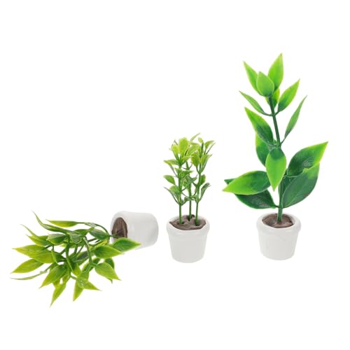 Abaodam 3 Stück Teiliges Miniatur-Dollhouse Realistischen Grünen Kunstpflanzen Nordischem Stil Pflegefreien Mini-blumentöpfen für Puppenhäuser Mikro-landschaftsdekoration Vielseitig von Abaodam