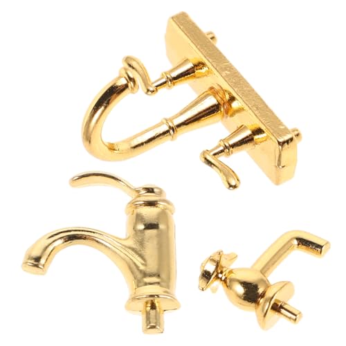 Abaodam 3 Stück Teiliges Miniatur Wasserhahn aus Langlebiger Legierung Realistische Küchen und Badezimmerarmaturen für Puppenhausdekoration Fotografie Requisiten und Pädagogisches von Abaodam
