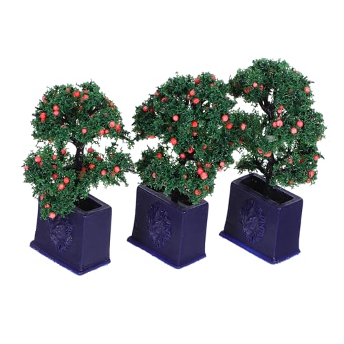 Abaodam 3 Stück Teiliges Miniaturpflanzen für Puppenhaus Realistische Künstliche Obstbäume Bonsai Pflegefreie Dekoration für Miniaturgärten DIY Bastelbedarf und Fotorequisiten Kompakt und von Abaodam