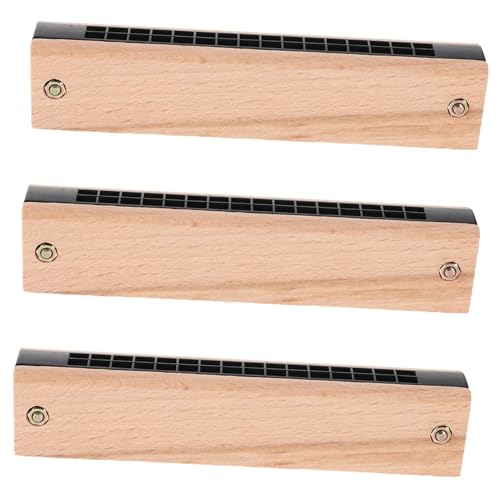 Abaodam 3 Stück Teiliges Mundharmonika aus Natürlichem Holz Doppelreihe DIY Musikinstrument Pädagogisches Musikförderung und Kreativen Entwicklung von Abaodam