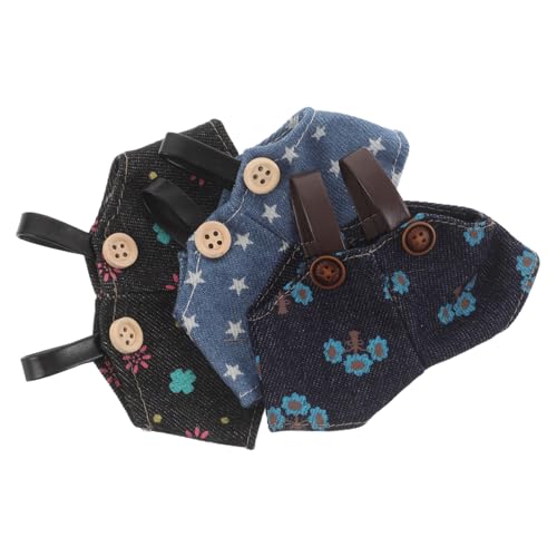 Abaodam 3 Stück Teiliges Puppen-Overalls aus Baumwolle Gestreifte und Gemusterte Jeans-Latzhosen für Plüschbären Vielseitige Kuscheltier Kleidung Niedliche Outfit-Accessoires zum Ankleiden von Abaodam
