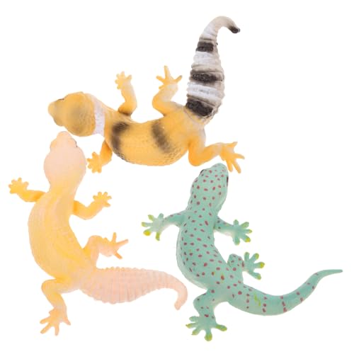 Abaodam 3 Stück Teiliges Realistische Gecko Modelle Dekorative Reptilienfiguren für Lernspielzeug und Tischdekoration Sicher und Leicht zu Handhaben von Abaodam