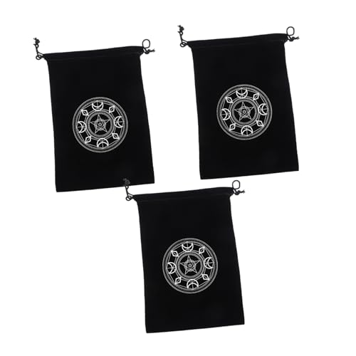 Abaodam 3 Stück Teiliges Tarot Karten Stoffbeutel mit Pentagramm Muster Leichter Tragbarer Kordelzug Beutel für Tarotkarten Aufbewahrung Vielseitig für Münzen und Kleine Gegenstände von Abaodam