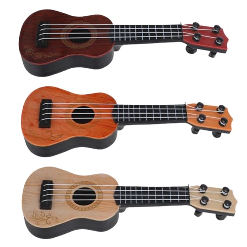 Abaodam 3 Stück Teiliges Ukulele für Kleinkinder Robustes Kunststoffmaterial Realistische Gitarren in Braun und Gelb Pädagogisches Musikspielzeug zur Musikalischen Früherziehung und des von Abaodam