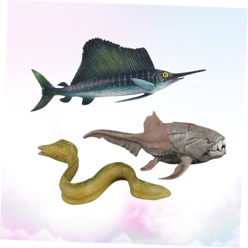 Abaodam 3 Stück Teiliges aus Robustem Kunststoff Realistische Segelfisch Meeresaal und Dunkleosteus Figuren Lebensechte Deko für Zuhause und Pädagogisches Meerestier von Abaodam