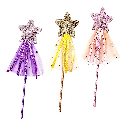 Abaodam 3 Stücke Quastenspielzeug Terrarienset für großer Seifenblasenstab Zappelspielzeug Puppenzubehör Kinderkleider kinderkleidung sternförmiger Feenstock Glitzer Zauberstab von Abaodam