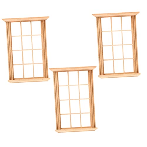 Abaodam 3 Teiliges Fensterrahmen Modell Spielzeughaus Puppenhaus Miniaturen Mini Fensterrahmen Miniatur Möbel Und Zubehör Puppenmöbel Gartenminiaturen Mini Hausmöbel Holz von Abaodam
