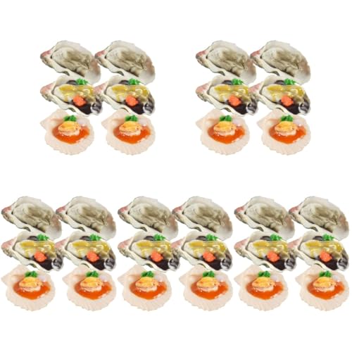 Abaodam 30 STK Simulationsausternmodell Kinderspielzeug Faux Meeresfrüchte-Dekor gefälschte Lebensmittelspielzeuge Küche Modelle Essensspielzeug Spielen Essen vorgeben PVC von Abaodam