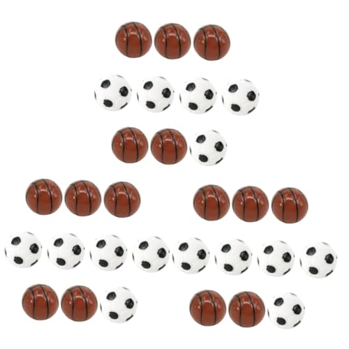Abaodam Mikro Fußball 30 Stück Fußball Basketball Mini-basketballball Sportbälle Kindersportspielzeug Kleines Spiel Partygeschenk Puppenhaus Basketballpuppe Basketball Fußball Harz von Abaodam