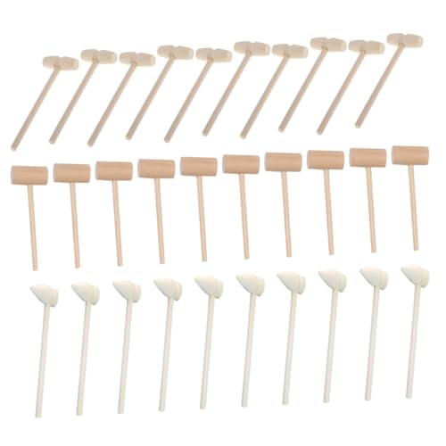 Abaodam 30 Stück Mini-Gummihammer Minihammer Schlaghammer Spiele Kleinkinder Toys spielsachen für heusgen Hämmerchen aus natürlichem Holz Holzhammerchen hölzern von Abaodam