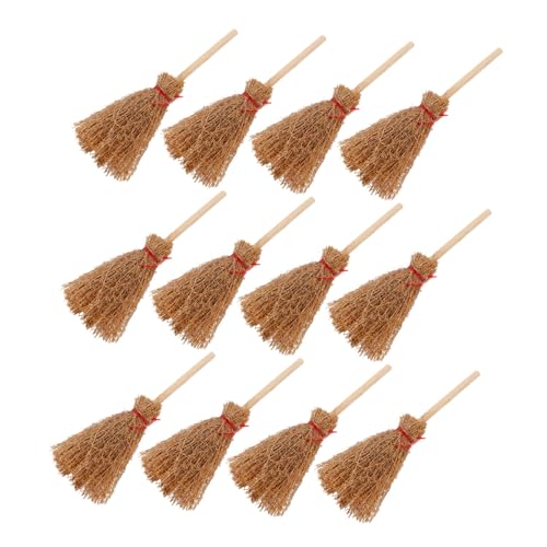 Abaodam 30 Stück Mini Hexenbesen Maßstab Miniatur Hexenbesen für Puppenhaus Zubehör Fairy Garden Dekoration Halloween Bastelbedarf von Abaodam