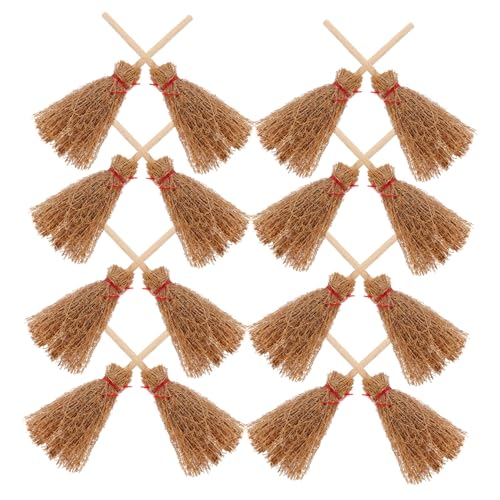 Abaodam 30 Stück Mini Hexenbesen Puppenhaus Miniaturbesen für Halloween Dekoration DIY Basteln Puppenhaus Möbel Zubehör von Abaodam