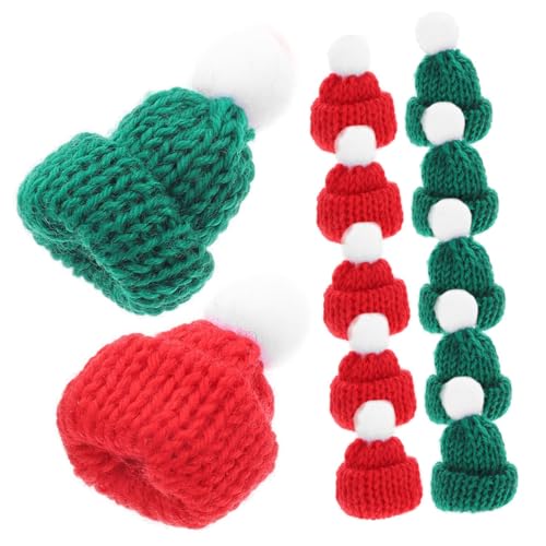 Abaodam 30 Stück Mini Strick Weihnachtsmützen Süße Mini Santa Hüte für Flaschen Milchtee Puppen Handgefertigte Vielseitige Weihnachtsdeko und DIY Accessoires von Abaodam