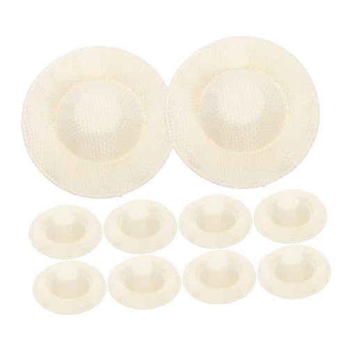 Abaodam 30 Stück Mini-Strohhut deko Kinderkleider Kid Toys Puppenmütze Soft Toy Puppenstubenmöbel Puppenkleidung Figur kleines Deko-Accessoire dekorativer DIY-Hut Stoff Beige von Abaodam