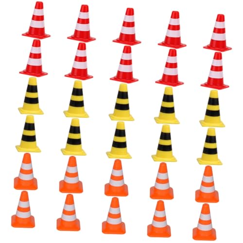 Abaodam 30 Stück Teiliges Mini-verkehrshütchen aus Kindersicherem Plastik mit Roten Gelben und Orangen Kegeln Realistische Verkehrszeichen und Straßensperren für Interaktives von Abaodam