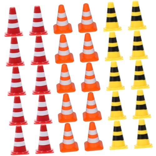 Abaodam 30 Stück Teiliges Mini-verkehrskegel Kunststoff mit Roten Gelben und Orangen Kegeln Vielseitige Verkehrszeichen und Straßenbarrieren für Pädagogisches zur Verkehrssicherheit und von Abaodam