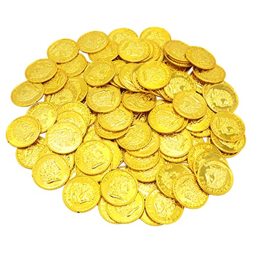 Abaodam 300 Stück Piraten Goldmünzen aus Kunststoff Spielgeld für Schatzsuche Kindergeburtstag Requisiten für Piratenpartys Sicher und Langlebig Leuchtende Farben für Einfache Sichtbarkeit von Abaodam