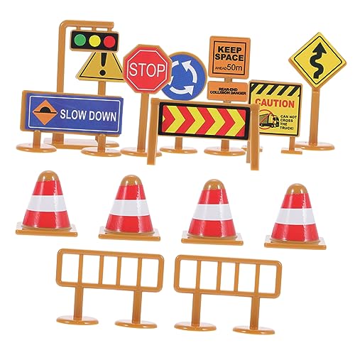 Abaodam 30stücke Miniatur Verkehrszeichen Spielzeug Teiliges Für Junge Mädchen Zur Verkehrserziehung Lernspielzeug Mit Verkehrssignalen Und Barrikaden Für Kreatives Spielen Und von Abaodam