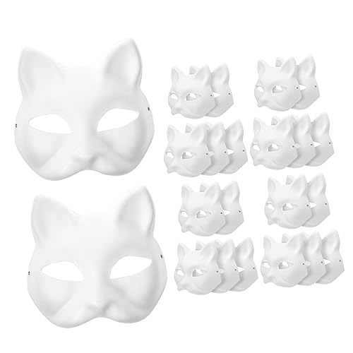 Abaodam 30stücke Diy Katzenmasken Zum Bemalen Blanko Papiermasken Für Karneval Halloween Geburtstagsfeiern Und Kreative Bastelprojekte von Abaodam