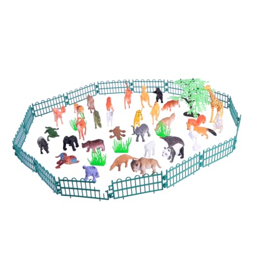 Abaodam 32 STK Tierfiguren dschungeltiere Figuren Kinder lernspielzeug Zoo-Figuren Lernspielzeug für Kinder Kinderzimmer-Dekoration Spielzeuge Spielzeug für Nutztiere Spielzeugset der Zaun von Abaodam