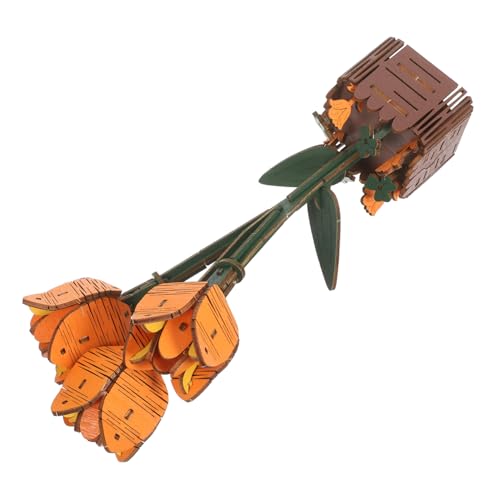 Abaodam 3D Blumenmodell Bastelset 3D Blumentopf Puzzle Aus Holz Lernspielzeug Blumenpuzzle Desktop Tulpen Set Montage Holzblumenfigur Kind DIY Pflanzenmodell Tulpenpflanzenmodell von Abaodam