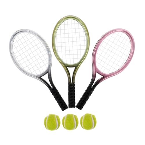 Abaodam 3Sätze Teiliges Mini Tennisschläger Für Puppenhaus Dekorative Requisiten Mit Realistischem Design Accessoire Für Mini Layouts Und Fotorequisiten von Abaodam