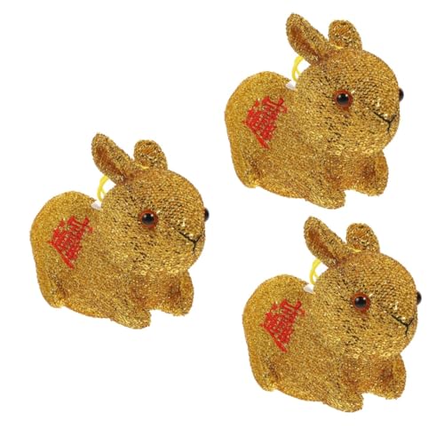 Abaodam 3St Jahr des Hasen-Maskottchens Cartoon-Kaninchen-Spielzeug chinesisches Neujahrsgeschenk hasenpuppe Neujahrskaninchenpuppe Spielzeuge Plüschtier Karikatur gefülltes Kaninchen von Abaodam