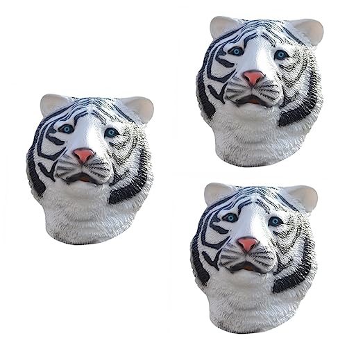 Abaodam 3St Tiger-Kopfbedeckung halloween masken halloweenmaske simulierter Kopfschmuck Gesichtsbedeckung stutzenhalter Tiara Tigermaske anziehen lebendige Tigermaske Emulsion bilden Weiß von Abaodam