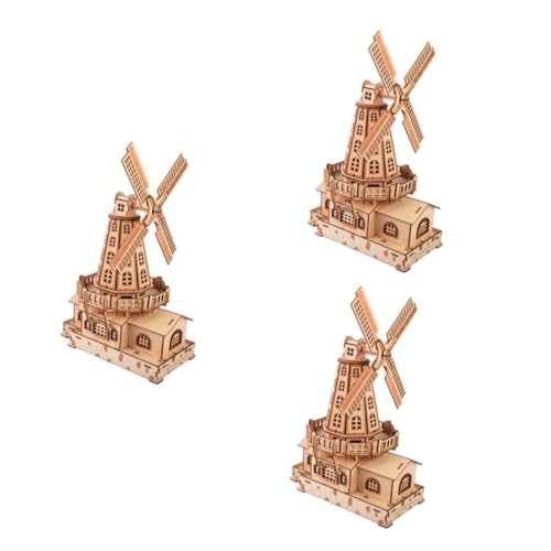 Abaodam 3St Windmühle Holzpuzzle Spielzeug für Kinder kinderspielzeug Home Dekoration hühner Spielzeug Rätsel Windmühlen-Puzzle selber Machen Puzzle Windmühle gebaut Niederlande 3D Bambus von Abaodam