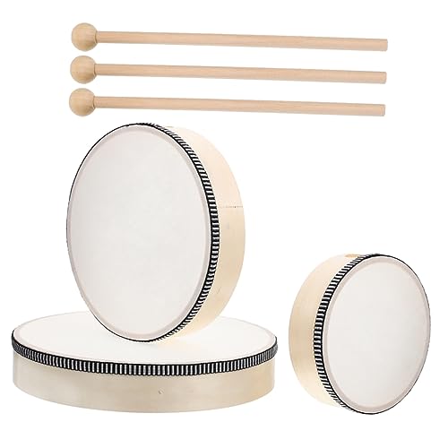 Abaodam 3Stücke Holz Tamburine für Erwachsene Handtrommel Percussion Musikinstrument für Bildung und Performance Langlebig und Robust von Abaodam