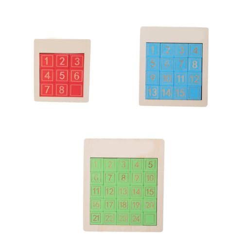 Abaodam 3Stücke Lernspielzeug aus Holz Interaktive Zahlenblöcke für Puzzle Hand Augen Koordination und Feinmotorik für Vorschulaktivitäten von Abaodam
