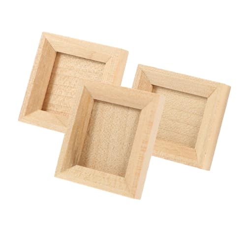 Abaodam 3Stücke Mini Fotorahmen Für Puppenhaus Dekoration Teiliges Aus Unvollendeten Holzrahmen Für DIY Projekte Für Kleine Fotos Und Kreative Dekorationen von Abaodam