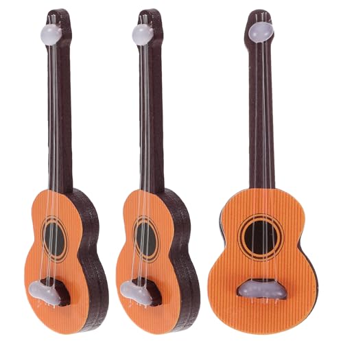 Abaodam 3Stücke Miniatur Holzgitarrenmodelle Puppenhaus Dekoration Vintage Design für Mikro Landschafts und Weihnachtsdekoration Langlebig und Leicht zu Verstauen von Abaodam