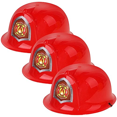 Abaodam 3Stücke Teiliges Feuerwehrmann Rote Plastikhüte für Cosplay Geburtstagsfeiern Halloween und Feuerwehr Themenpartys von Abaodam
