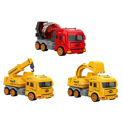 Abaodam 3Stücke Teiliges Set Spielzeugautos Trägheitsspielzeug für Kran Bagger und Mischwagen für Fördert die Kreativität und Interaktion bei Partys von Abaodam