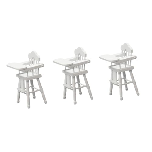 Abaodam 3St Esszimmerstühle aus Holz DIY-Ornamente Mini-Möbel Heimdekorationen Zubehör Hochstuhl Tischsitzform Schimmel für Kinderhochstühle Babyzimmer Spielzeug Mikroszene Hölzern Weiß von Abaodam