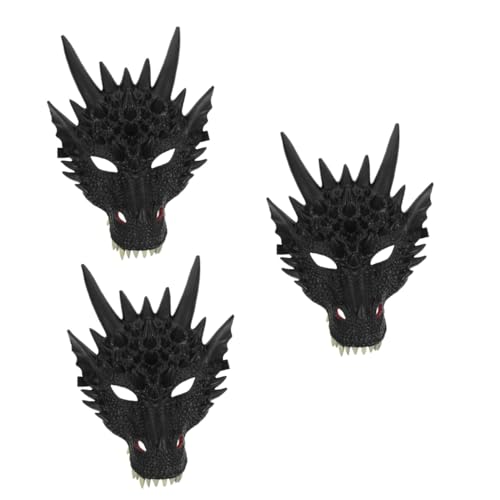 Abaodam 3St Drachenmaske the hallow halloween Drachen Halbmasken Drachen Gesichtsmaske Maskerade-Maske Tiere Maske Tiermaske für Kinder Mini bilden Schminkset Requisiten 3d Dekorationen Pu von Abaodam
