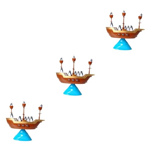 Abaodam 3st Eltern-Kind-Spiel Balance-Boot-Spiel Für Kinder Balancierspiel Pinguin-Spiel Lernspielzeug Lustiges Piratenboot Desktop-piratenboot Pinguin Schreibtisch Nautisches Modell von Abaodam