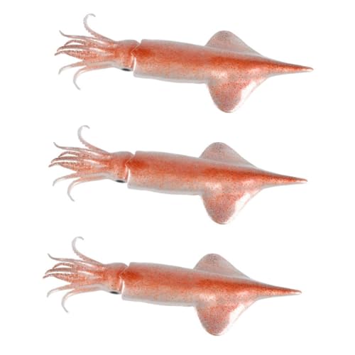 Abaodam 3st Meeresfrüchte- -Modell Spielzeuge Statue Tintenfischerkennungsmodell Gefälschtes Meeresfrüchtemodell Simulations- -verzierung Rosa Skulptur PVC Künstlich von Abaodam