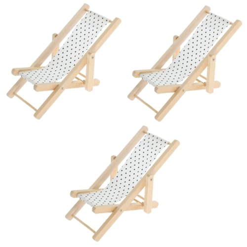 Abaodam Liegen 3St Miniaturmöbel Loungewear Strandstuhl Mini-Strandkorb-Modell Mini-Strandkorb mit Mikrolandschaft Mini-Lounge-Sessel hölzern Ornamente Requisiten Mini-Stuhl Stoff von Abaodam