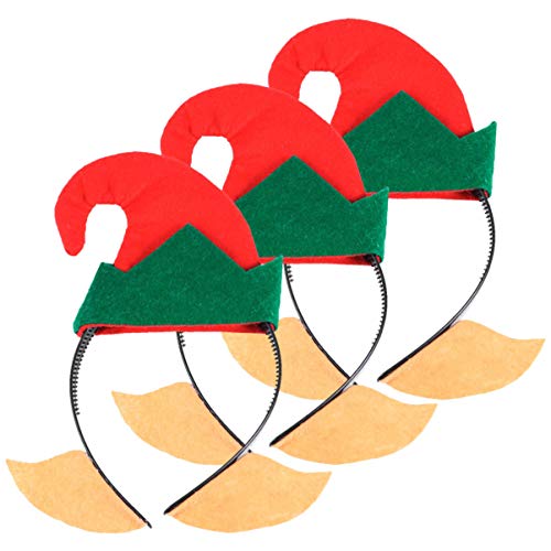 Abaodam 3St Tiara Weihnachtskopfbedeckung Weihnachtsstirnbänder Weihnachtskopfschmuck Weihnachtshaarband weihnachtliches Kostümzubehör Kleidung Stirnband Elfenhut von Abaodam