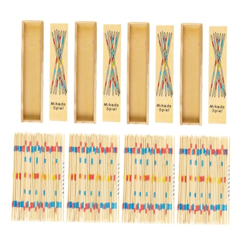Abaodam 4 Boxen Teiliges Holz Pick up Sticks Spiel Bunt Kindersicher mit Glatter Oberfläche Fördert Hand Auge koordination und Strategie für Drinnen und Draußen Pädagogisches von Abaodam
