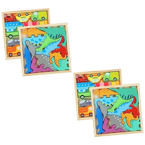 Abaodam 4 Kisten Puzzle für Kinder verkehrsampel Kinder entwicklung kinderknallzeug gesselschafftsspiele Safe für Kinder rätsel Spiele Puzzlespiel Kid Toys Dinosaurs Obst Spielzeug hölzern von Abaodam